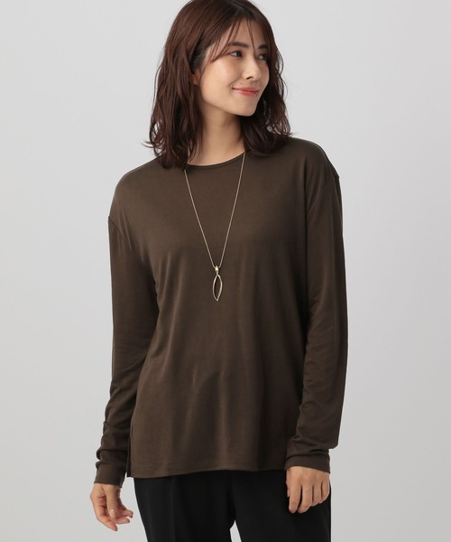 Elura(エルーラ)の「大人シアロンT/133591(Tシャツ/カットソー・レディース・ブラック/ダークブラウン/ホワイト・MEDIUM/LARGE)」の2枚目の写真