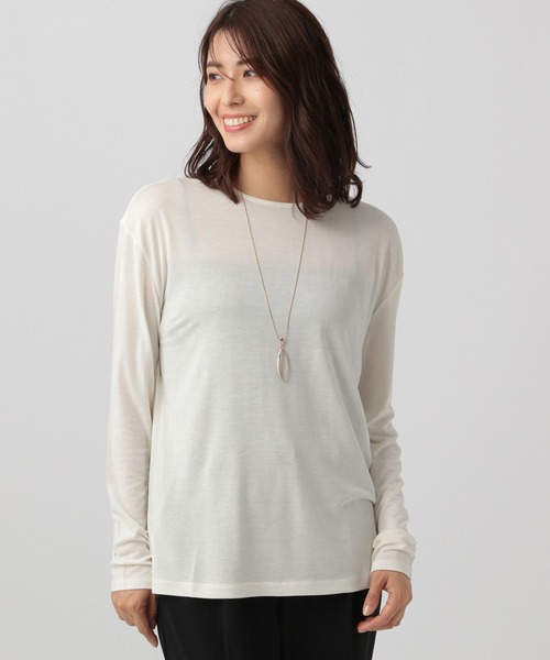 Elura(エルーラ)の「大人シアロンT/133591(Tシャツ/カットソー・レディース・ブラック/ダークブラウン/ホワイト・MEDIUM/LARGE)」の1枚目の写真