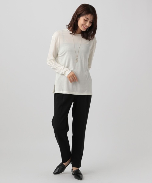 Elura(エルーラ)の「大人シアロンT/133591(Tシャツ/カットソー・レディース・ブラック/ダークブラウン/ホワイト・MEDIUM/LARGE)」の8枚目の写真