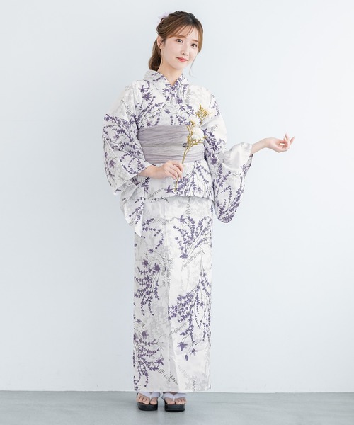 早い者勝ち！完売品！【floro by SOUBIEN】セパレート浴衣3点セット floroセパレート浴衣3点セット （上着＋巻スカート＋帯）（浴衣
