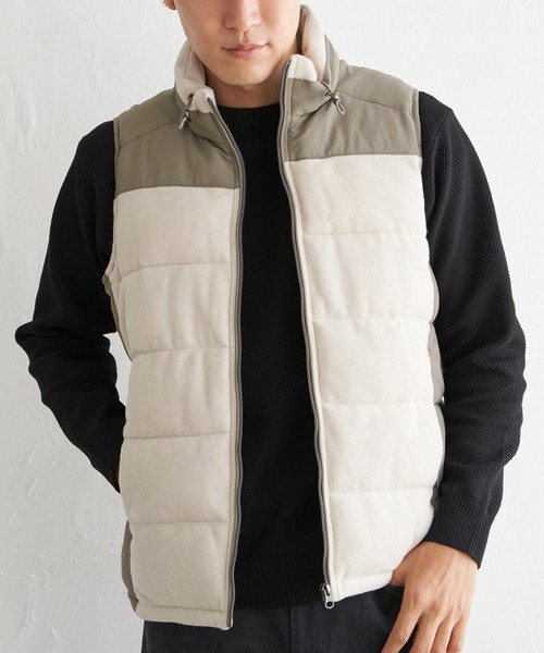 ikka（イッカ）の「sorona(R)コンビ中綿ベスト（ダウンベスト・メンズ・ブラック/ネイビー/ベージュ・S/M/L/XL）」の3枚目の写真