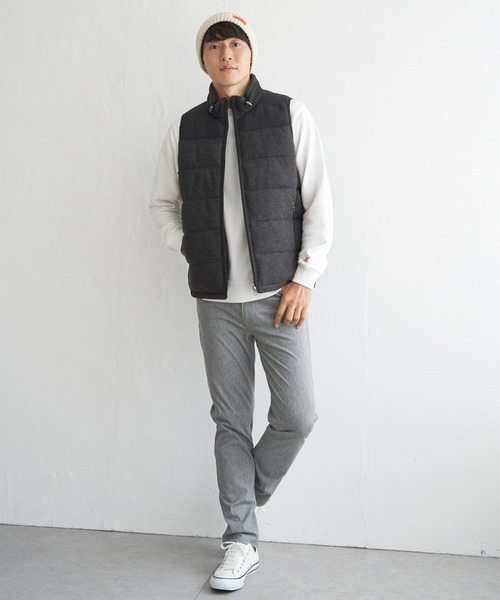 ikka（イッカ）の「sorona(R)コンビ中綿ベスト（ダウンベスト・メンズ・ブラック/ネイビー/ベージュ・S/M/L/XL）」の7枚目の写真