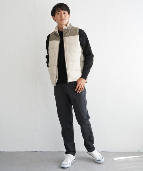 ikka（イッカ）の「sorona(R)コンビ中綿ベスト（ダウンベスト・メンズ・ブラック/ネイビー/ベージュ・S/M/L/XL）」の10枚目の写真