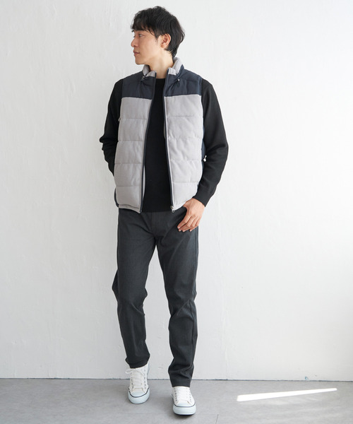 ikka（イッカ）の「sorona(R)コンビ中綿ベスト（ダウンベスト・メンズ・ブラック/ネイビー/ベージュ・S/M/L/XL）」の12枚目の写真