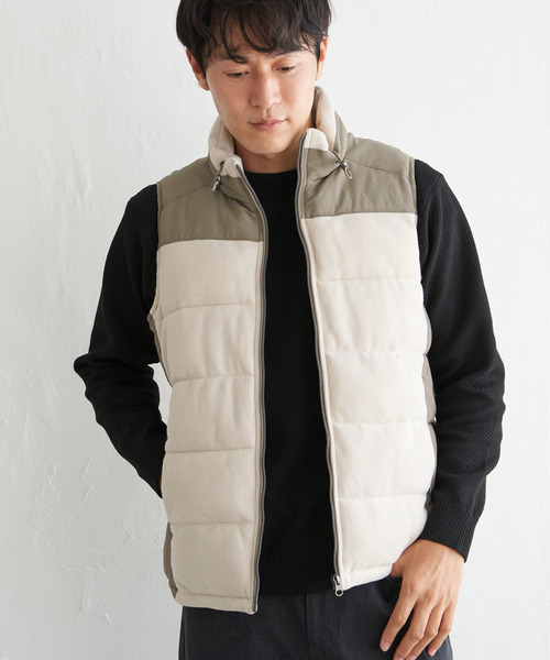 ikka（イッカ）の「sorona(R)コンビ中綿ベスト（ダウンベスト・メンズ・ブラック/ネイビー/ベージュ・S/M/L/XL）」の5枚目の写真