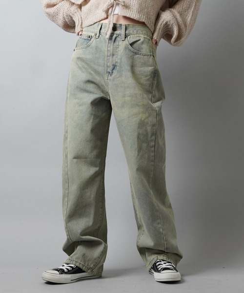 SPINNS(スピンズ)の「切り替えデザイン デニムストレートパンツ(デニムパンツ・レディース・ブルー系その他・M/S)」の3枚目の写真