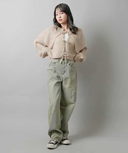 SPINNS(スピンズ)の「切り替えデザイン デニムストレートパンツ(デニムパンツ・レディース・ブルー系その他・M/S)」の9枚目の写真