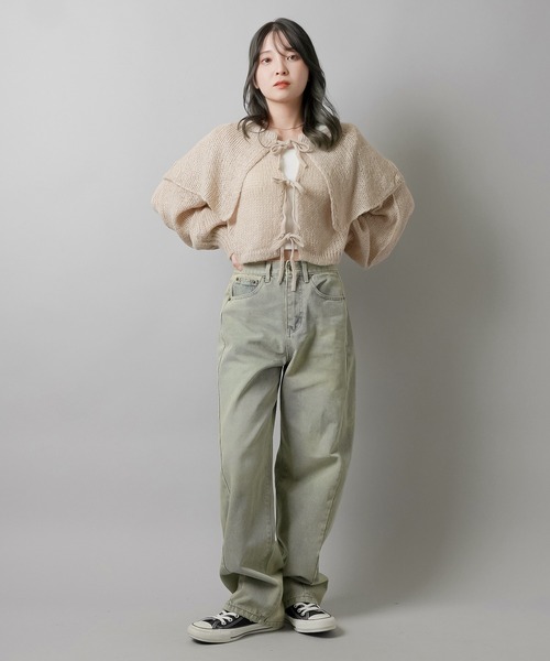 SPINNS(スピンズ)の「切り替えデザイン デニムストレートパンツ(デニムパンツ・レディース・ブルー系その他・M/S)」の2枚目の写真