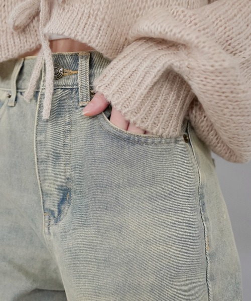 SPINNS(スピンズ)の「切り替えデザイン デニムストレートパンツ(デニムパンツ・レディース・ブルー系その他・M/S)」の6枚目の写真