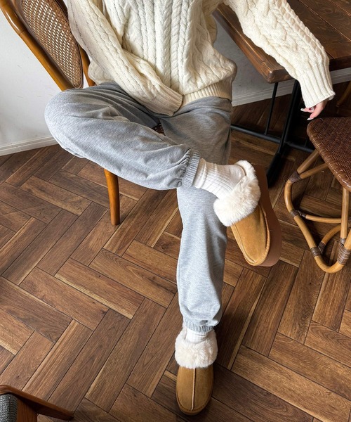 ムートンスリッパ ムートンサボ フェイクムートン ファーストラップ付