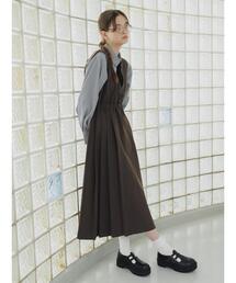 ehka sopo | Vネックプリーツジャンスカ(ワンピース)