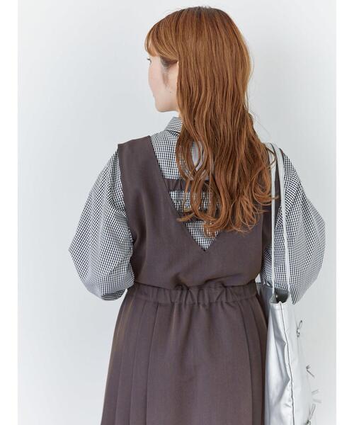 ehka sopo（エヘカソポ）の「Vネックプリーツジャンスカ（ワンピース・レディース・ブラック/チャコールグレー/ブラウン・F）」の12枚目の写真