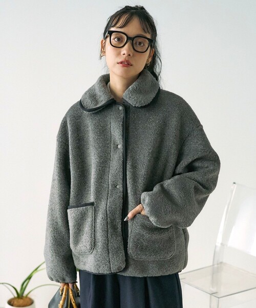 FREAK'S STORE(フリークスストア)の「丸襟 カットボアジャケット(その他アウター・レディース・ブラック/グレー/ベージュ/オフホワイト・フリ-)」の4枚目の写真