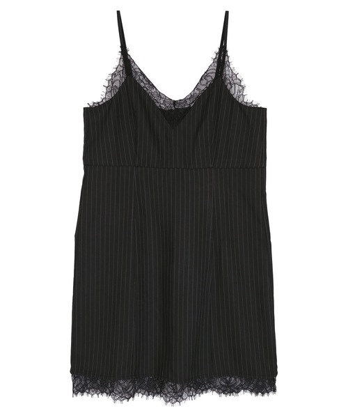 miette(ミエット)の「レーストリムピンストライプキャミソールワンピース(ワンピース・レディース・ブラック/グレー・FREE)」の12枚目の写真