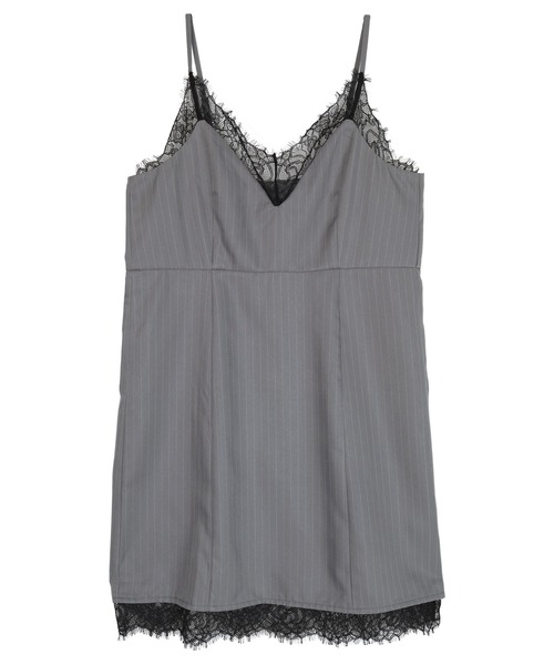 miette(ミエット)の「レーストリムピンストライプキャミソールワンピース(ワンピース・レディース・ブラック/グレー・FREE)」の13枚目の写真