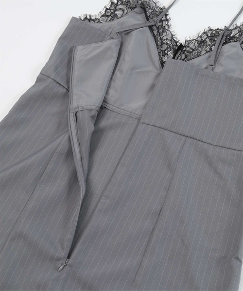 miette(ミエット)の「レーストリムピンストライプキャミソールワンピース(ワンピース・レディース・ブラック/グレー・FREE)」の16枚目の写真