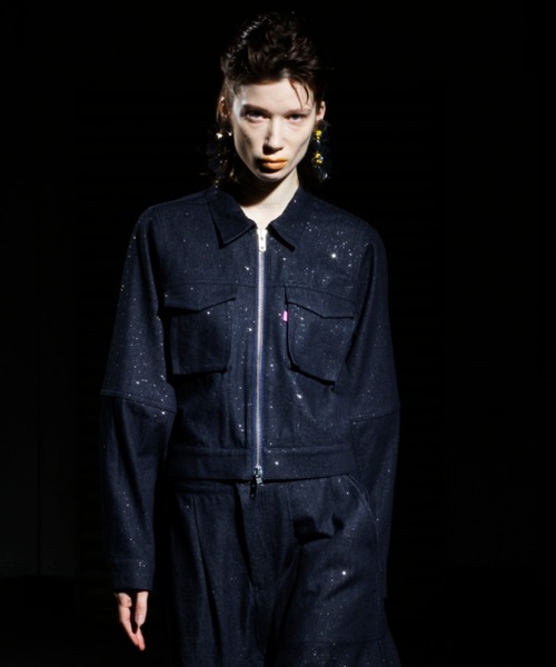 NON TOKYO（ノントーキョー）の「NON TOKYO/ノントーキョー/ラメデニムジャケット（デニムジャケット・レディース・ブラック/グリーン/インディゴブルー・FREE）」の3枚目の写真