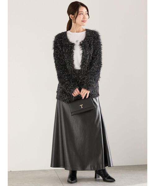 Te chichi(テチチ)の「ラメロングシャギーニット(カーディガン/ボレロ・レディース・ベージュ/チャコールグレー/ブラック・F)」の7枚目の写真
