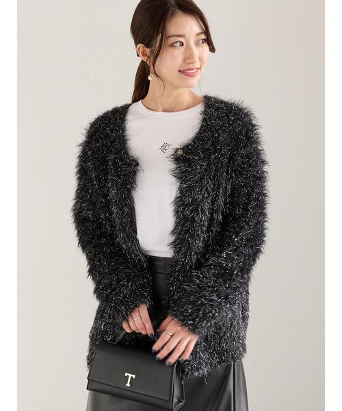 Te chichi(テチチ)の「ラメロングシャギーニット(カーディガン/ボレロ・レディース・ベージュ/チャコールグレー/ブラック・F)」の9枚目の写真