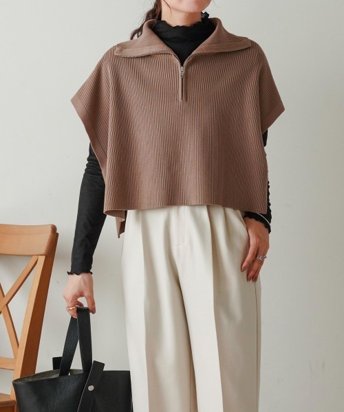 Bou Jeloud(ブージュルード)の「【セットアップ】ハーフZIPトップスセットワンピース(ワンピース・レディース・モカ/ブラック・FREE)」の14枚目の写真