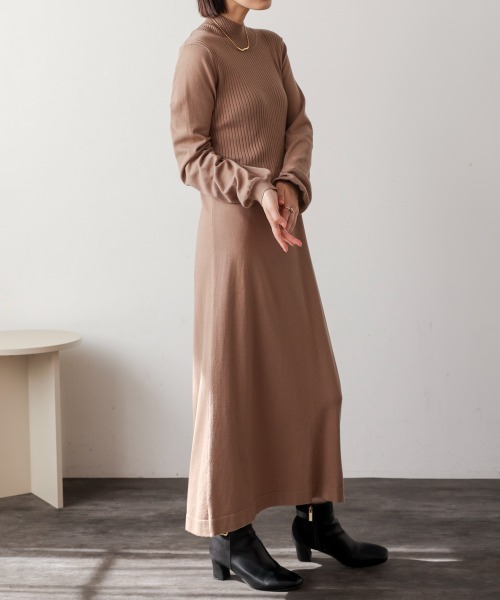 verybrain ワンピース トップス セット ハイネックトップスXミニワンピースニットセットアップ[dr398