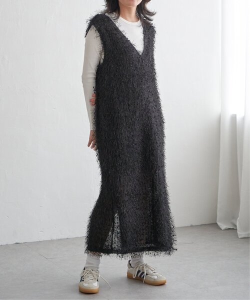 VENCEEXCHANGE（ヴァンスエクスチェンジ）の「リボンヤーン2wayジャンスカ（ワンピース・レディース・ブラウン/ブラック/グレー・M）」の8枚目の写真