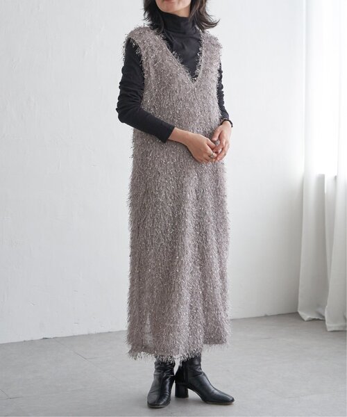 VENCEEXCHANGE（ヴァンスエクスチェンジ）の「リボンヤーン2wayジャンスカ（ワンピース・レディース・ブラウン/ブラック/グレー・M）」の9枚目の写真