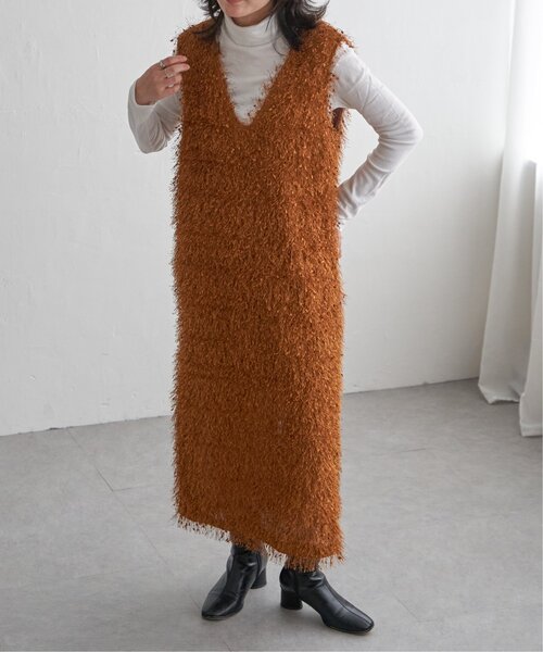 VENCEEXCHANGE（ヴァンスエクスチェンジ）の「リボンヤーン2wayジャンスカ（ワンピース・レディース・ブラウン/ブラック/グレー・M）」の12枚目の写真