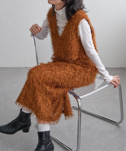 VENCEEXCHANGE（ヴァンスエクスチェンジ）の「リボンヤーン2wayジャンスカ（ワンピース・レディース・ブラウン/ブラック/グレー・M）」の18枚目の写真