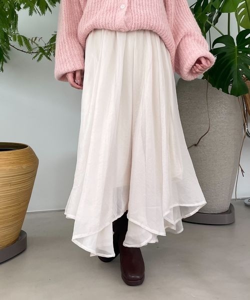 mysty woman（ミスティウーマン）の「【スタッフプロデュース】MiO企画・箔プリントシアースカート  246853（スカート・レディース・ホワイト/ブラウン/ベージュ系その他/ブルー系その他・FREE）」の5枚目の写真