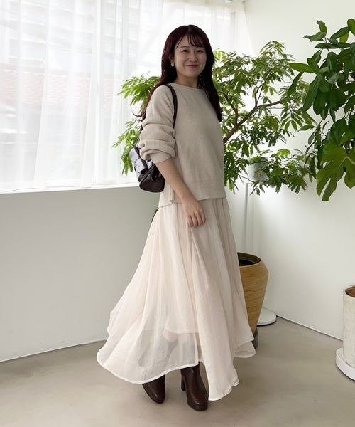 mysty woman（ミスティウーマン）の「【スタッフプロデュース】MiO企画・箔プリントシアースカート  246853（スカート・レディース・ホワイト/ブラウン/ベージュ系その他/ブルー系その他・FREE）」の7枚目の写真
