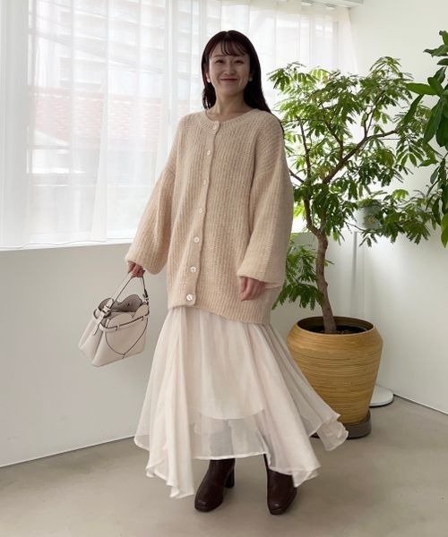 mysty woman（ミスティウーマン）の「【スタッフプロデュース】MiO企画・箔プリントシアースカート  246853（スカート・レディース・ホワイト/ブラウン/ベージュ系その他/ブルー系その他・FREE）」の8枚目の写真