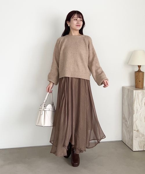 mysty woman（ミスティウーマン）の「【スタッフプロデュース】MiO企画・箔プリントシアースカート  246853（スカート・レディース・ホワイト/ブラウン/ベージュ系その他/ブルー系その他・FREE）」の13枚目の写真