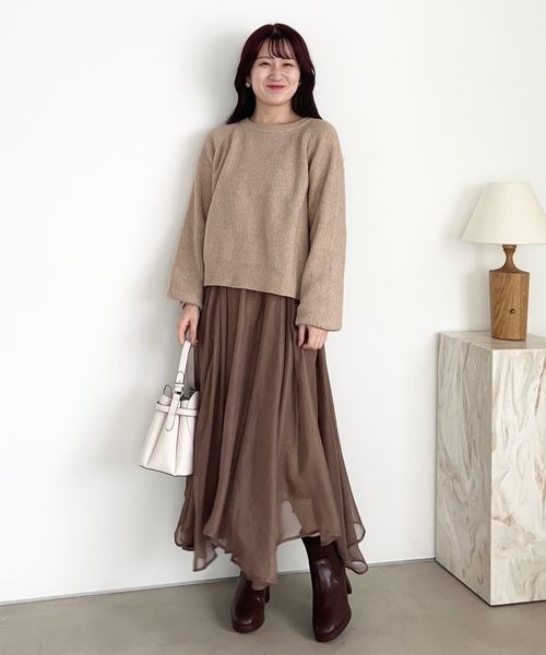 mysty woman（ミスティウーマン）の「【スタッフプロデュース】MiO企画・箔プリントシアースカート  246853（スカート・レディース・ホワイト/ブラウン/ベージュ系その他/ブルー系その他・FREE）」の12枚目の写真