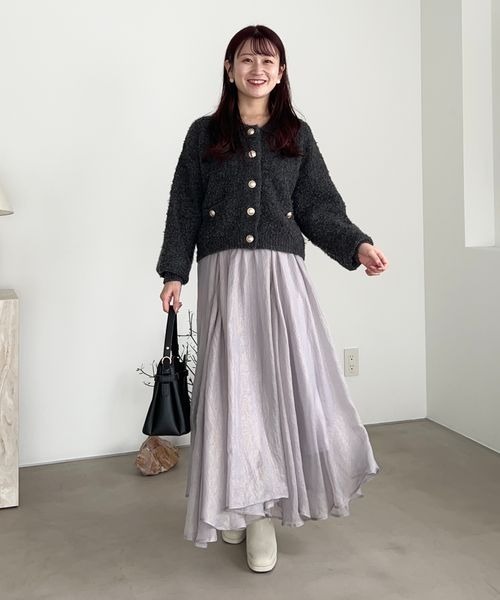 mysty woman（ミスティウーマン）の「【スタッフプロデュース】MiO企画・箔プリントシアースカート  246853（スカート・レディース・ホワイト/ブラウン/ベージュ系その他/ブルー系その他・FREE）」の16枚目の写真