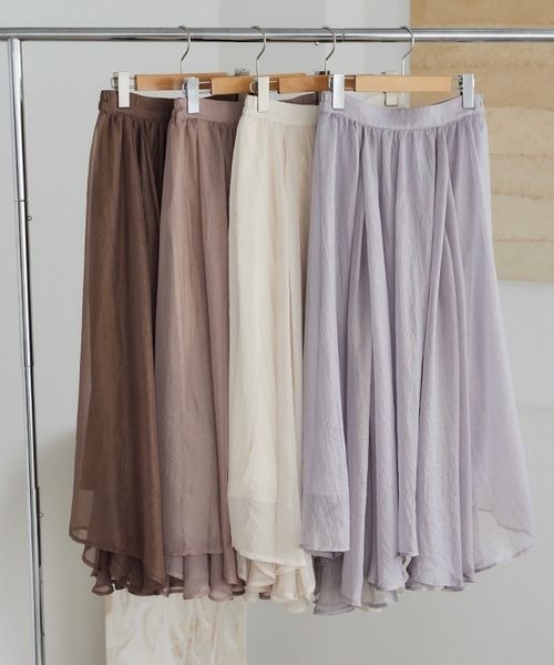 mysty woman（ミスティウーマン）の「【スタッフプロデュース】MiO企画・箔プリントシアースカート  246853（スカート・レディース・ホワイト/ブラウン/ベージュ系その他/ブルー系その他・FREE）」の17枚目の写真