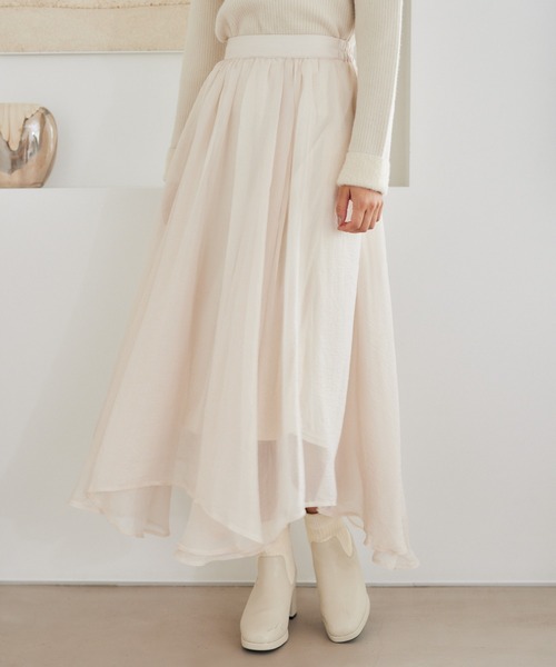 mysty woman（ミスティウーマン）の「【スタッフプロデュース】MiO企画・箔プリントシアースカート  246853（スカート・レディース・ホワイト/ブラウン/ベージュ系その他/ブルー系その他・FREE）」の22枚目の写真