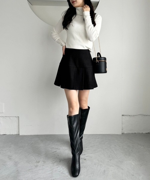 one after another NICE CLAUP(ワンアフターアナザーナイスクラップ)の「プリーツミニスカート(スカート・レディース・ブラック/アイボリー/杢グレー/モカ・MEDIUM/SMALL)」の10枚目の写真