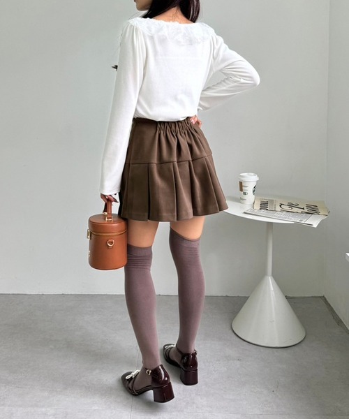 one after another NICE CLAUP(ワンアフターアナザーナイスクラップ)の「プリーツミニスカート(スカート・レディース・ブラック/アイボリー/杢グレー/モカ・MEDIUM/SMALL)」の13枚目の写真