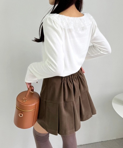 one after another NICE CLAUP(ワンアフターアナザーナイスクラップ)の「プリーツミニスカート(スカート・レディース・ブラック/アイボリー/杢グレー/モカ・MEDIUM/SMALL)」の14枚目の写真