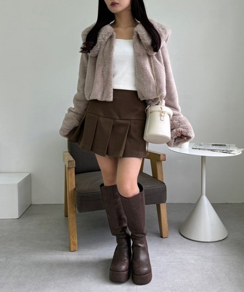 one after another NICE CLAUP(ワンアフターアナザーナイスクラップ)の「プリーツミニスカート(スカート・レディース・ブラック/アイボリー/杢グレー/モカ・MEDIUM/SMALL)」の21枚目の写真