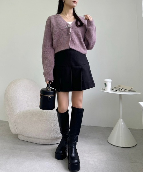 one after another NICE CLAUP(ワンアフターアナザーナイスクラップ)の「プリーツミニスカート(スカート・レディース・ブラック/アイボリー/杢グレー/モカ・MEDIUM/SMALL)」の8枚目の写真