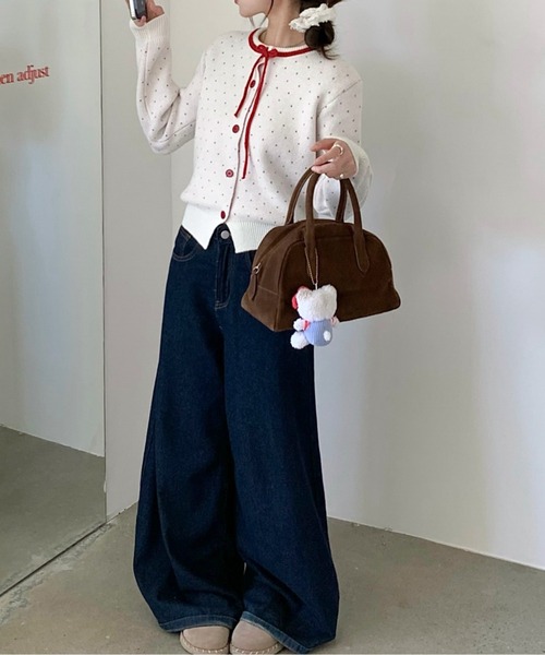 ドットリボンニットカーディガン（カーディガン/ボレロ）｜AMAJI（アマジ）