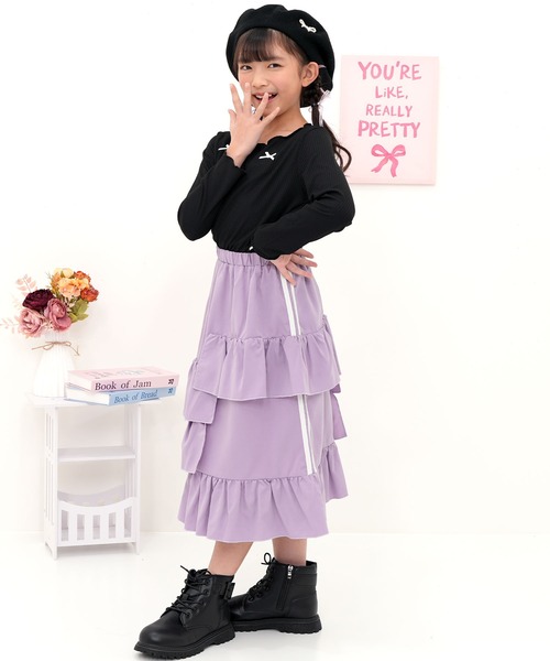 Bee des Bee(ビーデスビー)の「ラインフレアスカート(スカート・キッズ・ピンク/アイボリー/ブラック/ラベンダー・100cm/110cm/120cm/130cm/140cm/150cm)」の15枚目の写真