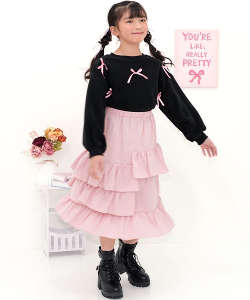 Bee des Bee(ビーデスビー)の「ラインフレアスカート(スカート・キッズ・ピンク/アイボリー/ブラック/ラベンダー・100cm/110cm/120cm/130cm/140cm/150cm)」の19枚目の写真