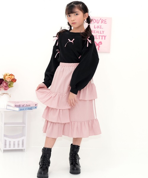 Bee des Bee(ビーデスビー)の「ラインフレアスカート(スカート・キッズ・ピンク/アイボリー/ブラック/ラベンダー・100cm/110cm/120cm/130cm/140cm/150cm)」の20枚目の写真