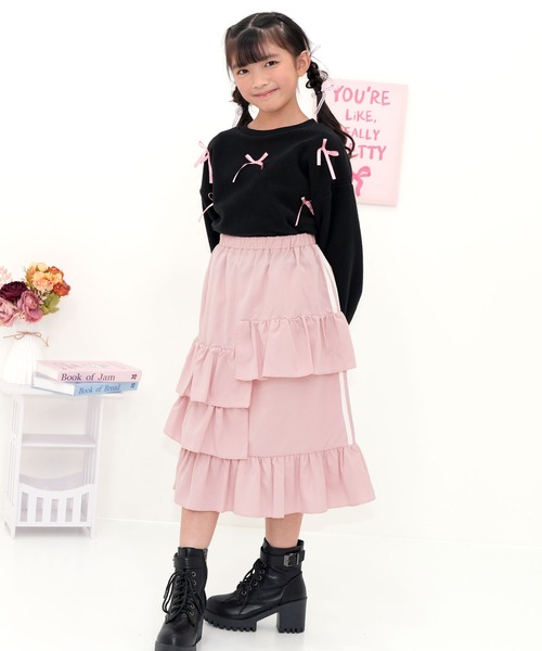 Bee des Bee(ビーデスビー)の「ラインフレアスカート(スカート・キッズ・ピンク/アイボリー/ブラック/ラベンダー・100cm/110cm/120cm/130cm/140cm/150cm)」の21枚目の写真
