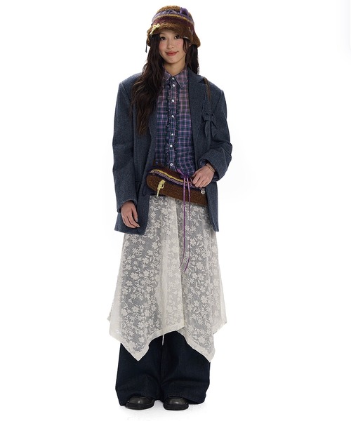 Moromoro2（モロモロ）の「リボンジャケット SU0127【Moromoro2】【2024AW】（テーラードジャケット・レディース・ブラウン/ネイビー・L/M/S/XS）」の3枚目の写真