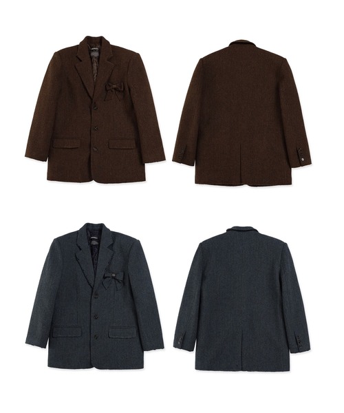 Moromoro2（モロモロ）の「リボンジャケット SU0127【Moromoro2】【2024AW】（テーラードジャケット・レディース・ブラウン/ネイビー・L/M/S/XS）」の13枚目の写真