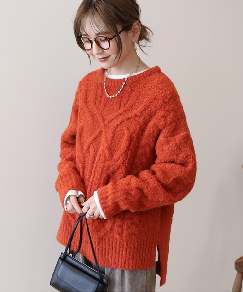 セール】ローゲージアラン柄ニットプルオーバー（ニット/セーター  